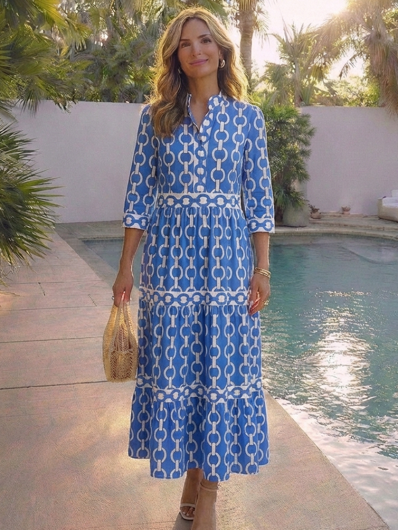 Dame Midi Sommerkjole | 3/4 Ermer