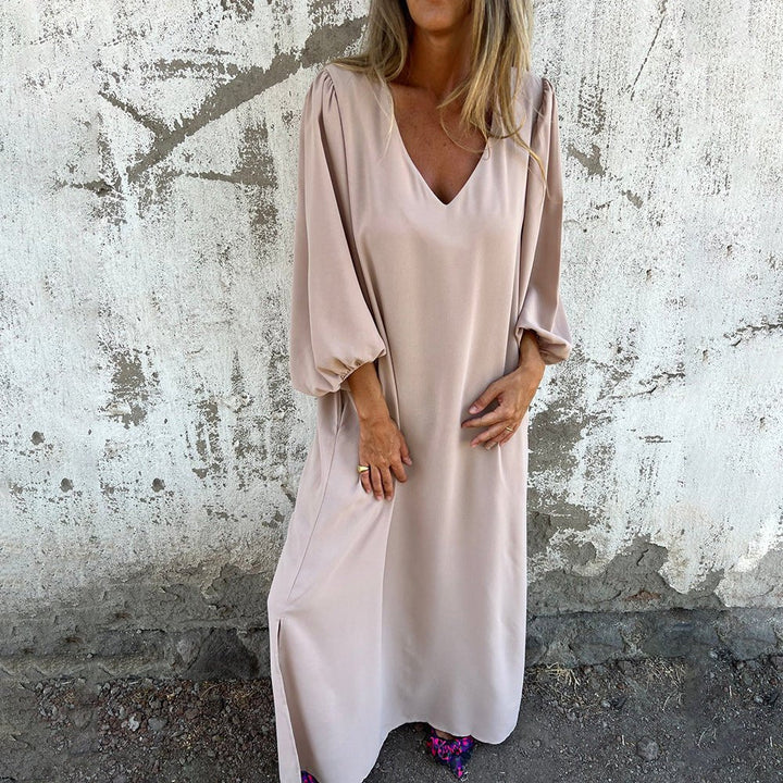 Kjole for kvinner | Maxi V-hals med lomme