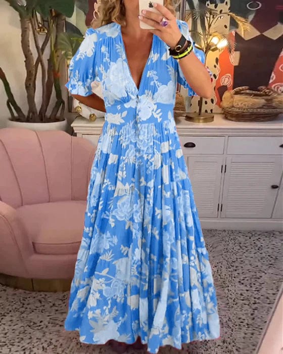 Kjole for kvinner | Smocket midje Maxi blomstertrykk