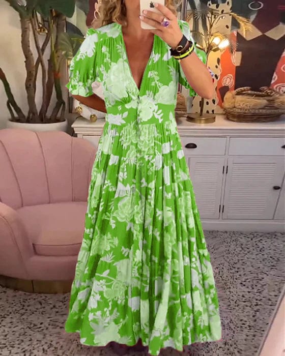 Kjole for kvinner | Smocket midje Maxi blomstertrykk