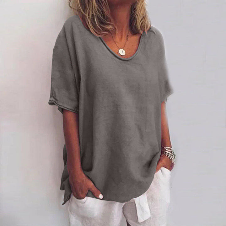 Damebluse | Scoop Neck Løs Passform