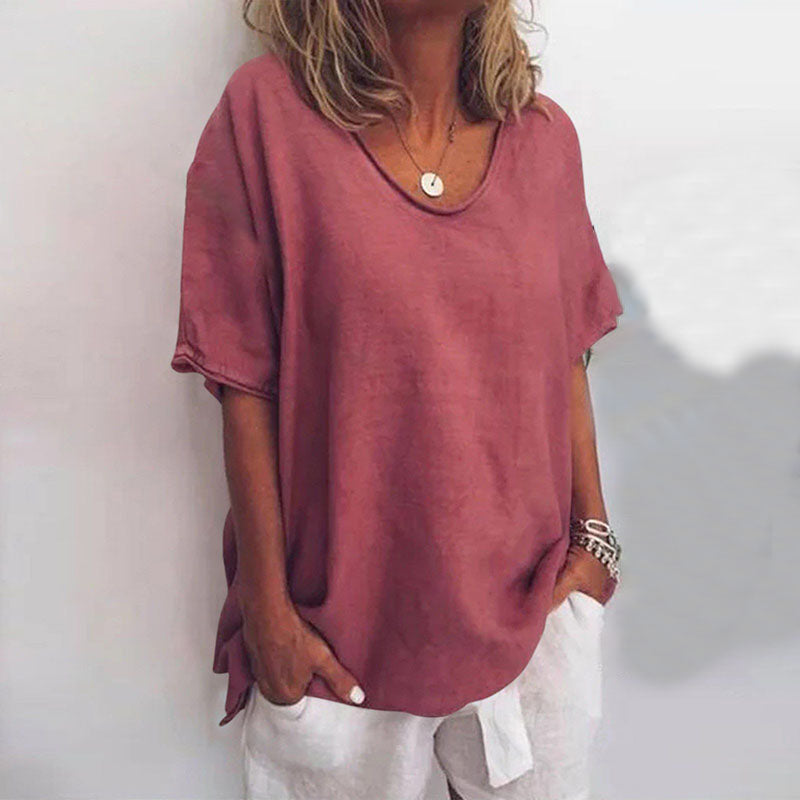 Damebluse | Scoop Neck Løs Passform