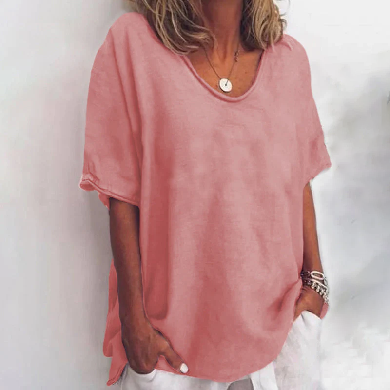 Damebluse | Scoop Neck Løs Passform