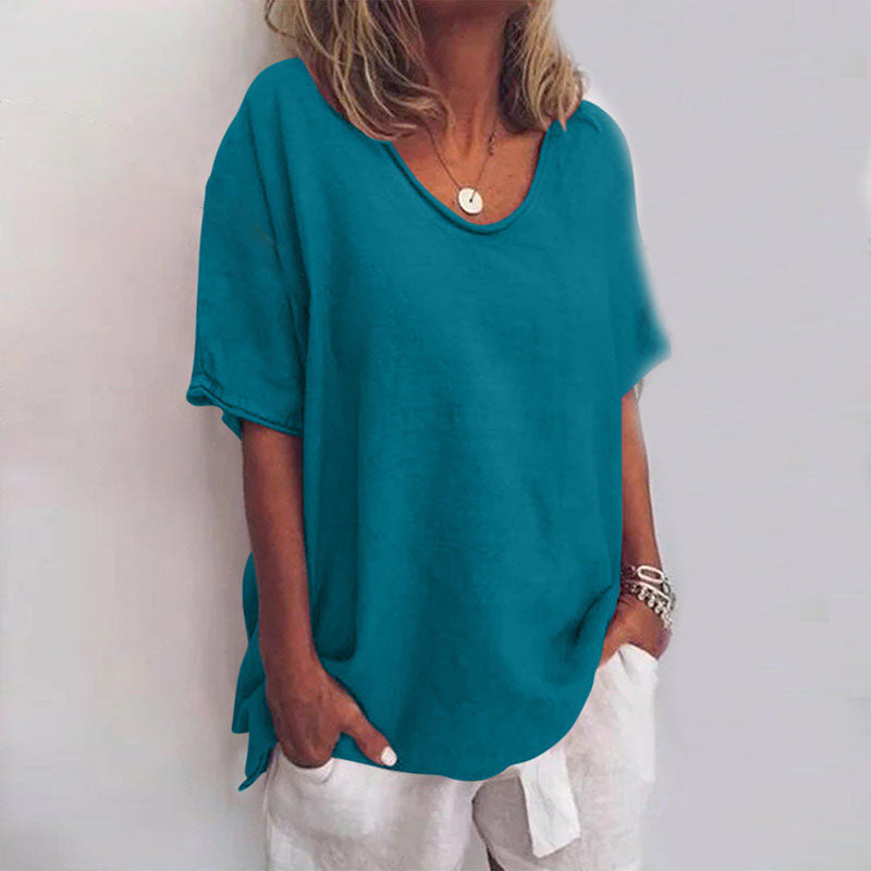 Damebluse | Scoop Neck Løs Passform
