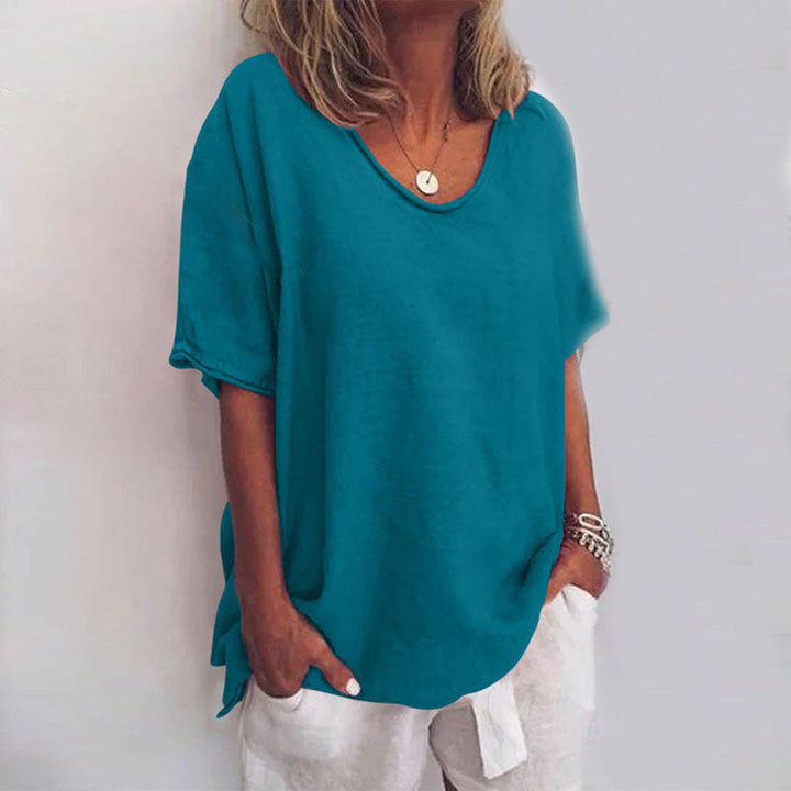 Damebluse | Scoop Neck Løs Passform