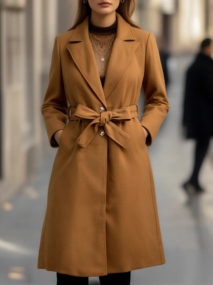 Dame Trenchcoat med Belte og Dobbeltknappet Front