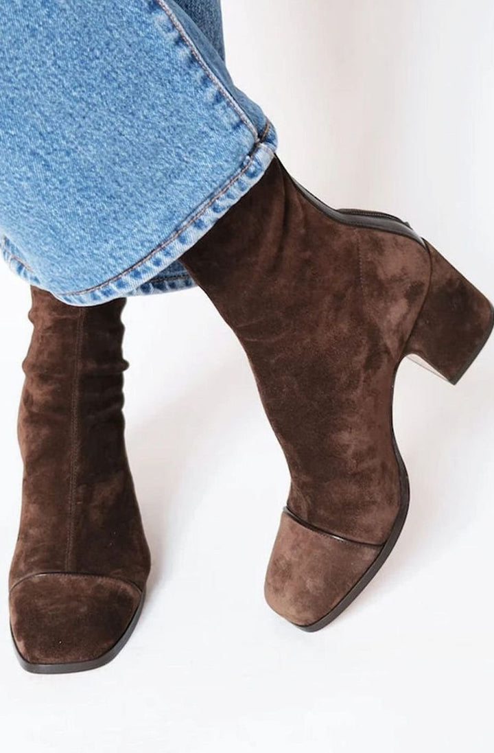 Martha | Kvinne Suede-Look Ankelstøvler med Blokkhæl for Vinter