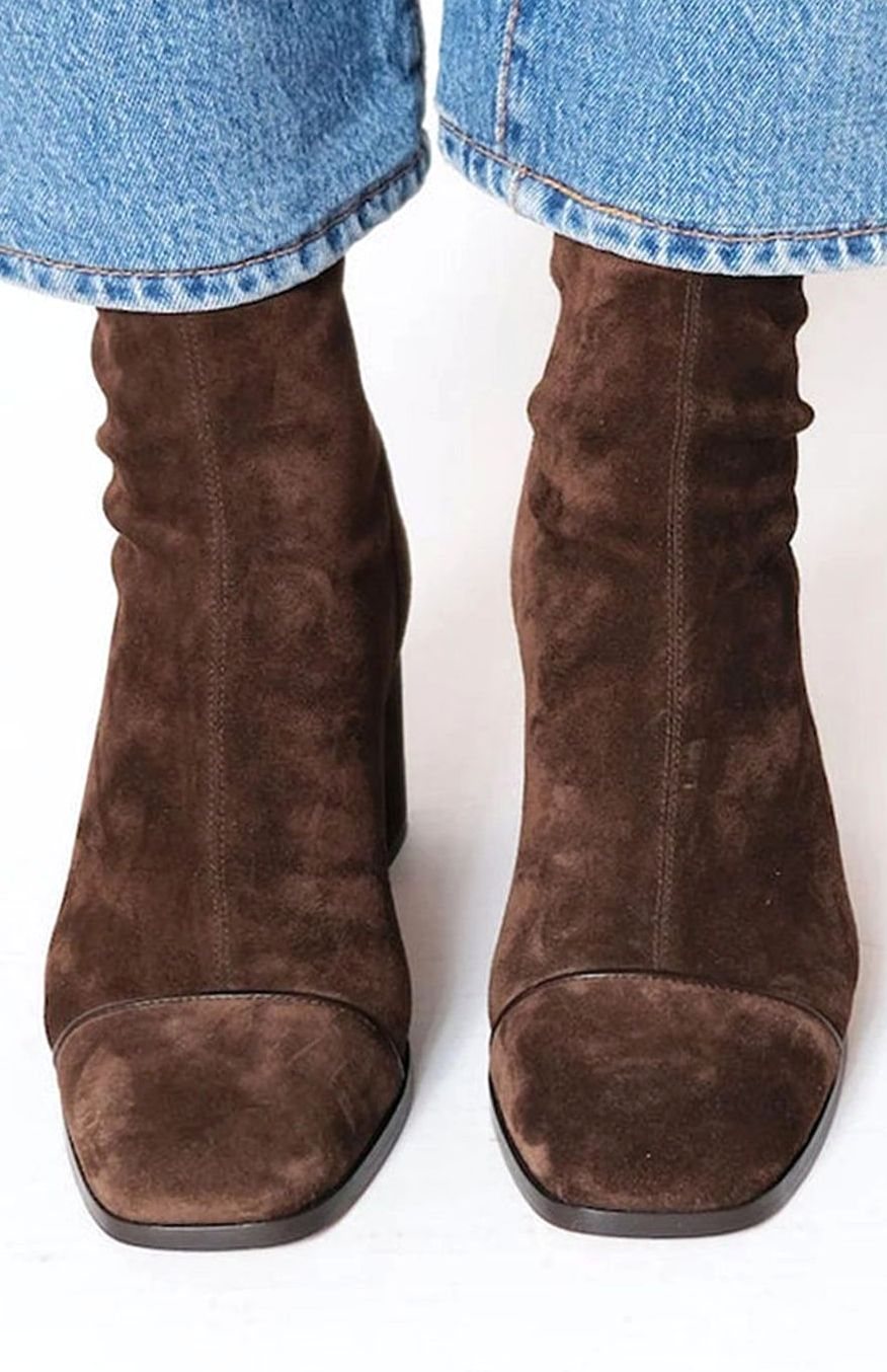 Martha | Kvinne Suede-Look Ankelstøvler med Blokkhæl for Vinter