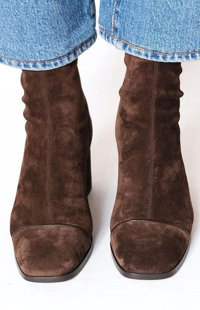 Martha | Kvinne Suede-Look Ankelstøvler med Blokkhæl for Vinter