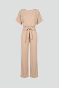 Kvinnes Vidbenet Jumpsuit | Kortermet Med Belte