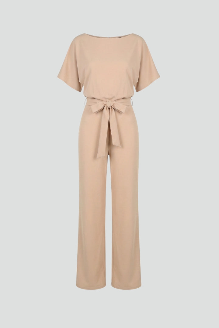 Kvinnes Vidbenet Jumpsuit | Kortermet Med Belte
