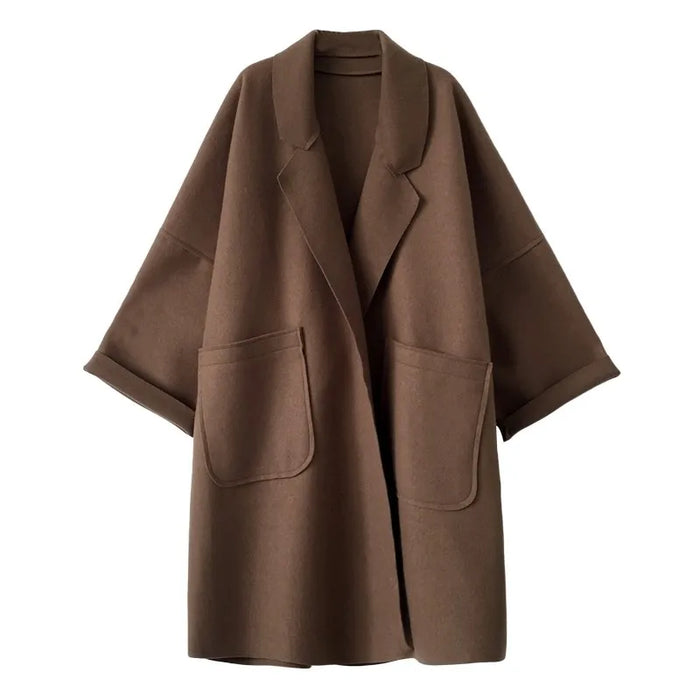 Dame Oversized Trenchcoat med Vide Ermer og Store Lommer