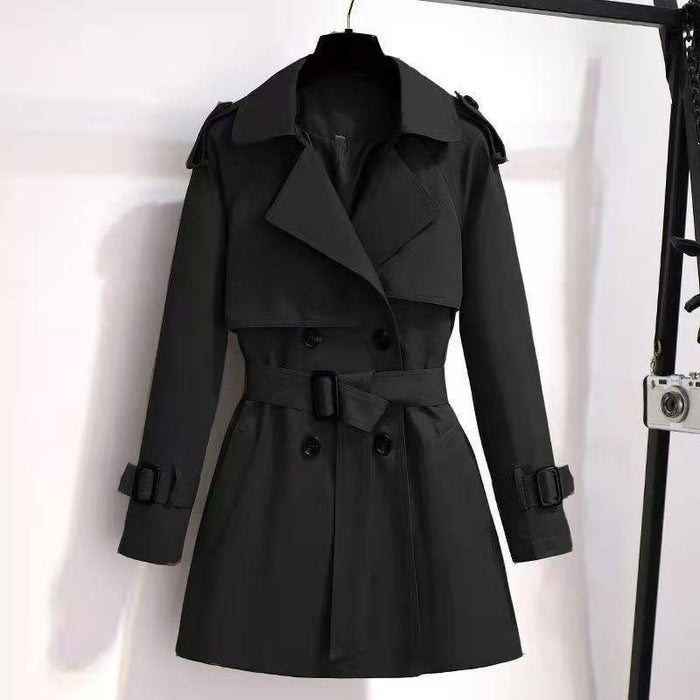Dame Trenchcoat med Beltet Midje og Klassisk Krage