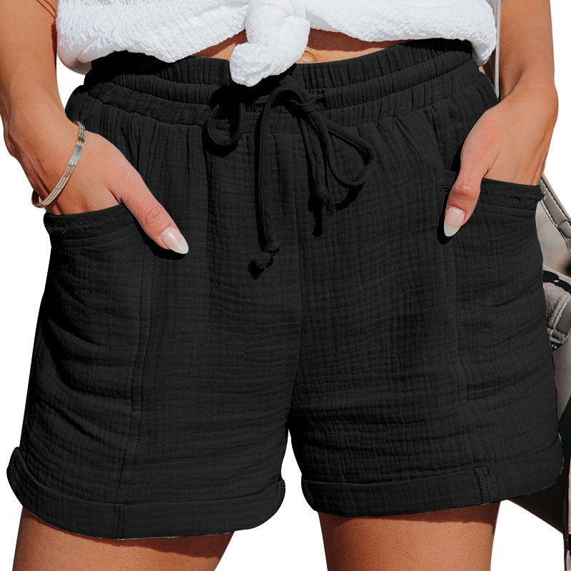 Kvinne Sommershorts | Snøring med Elastisk Midje