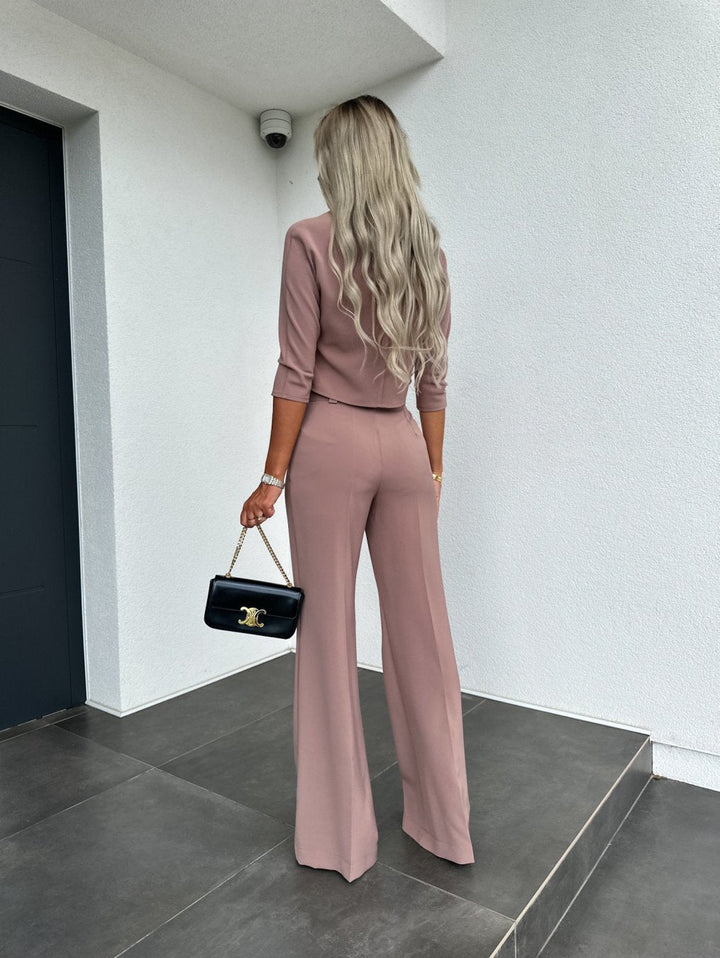 Dame To-Dels Lounge Sett | Kortermet Topp Flared Bukser