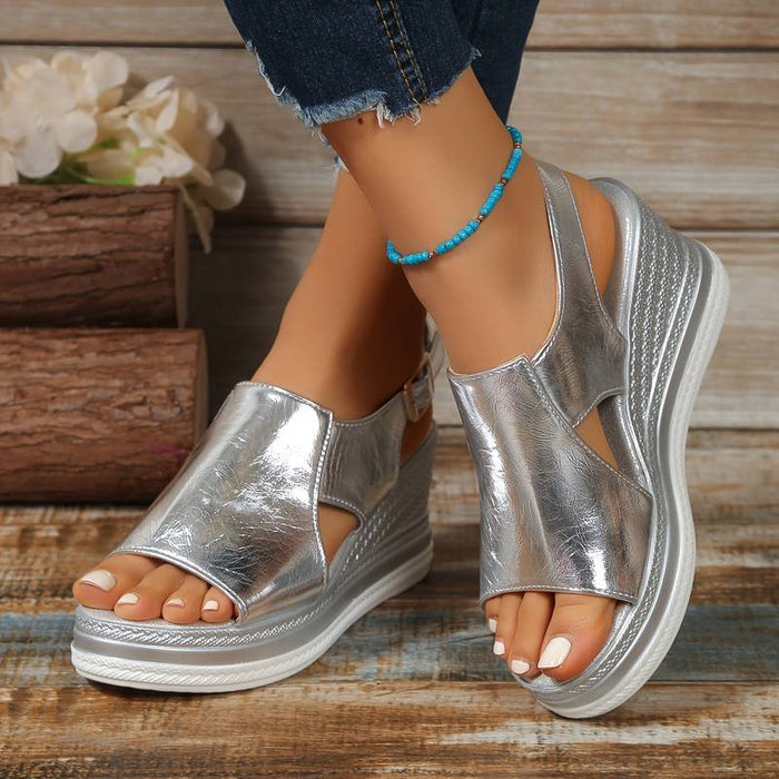 Sandaler for kvinner | Metallisk plattform slingback-design
