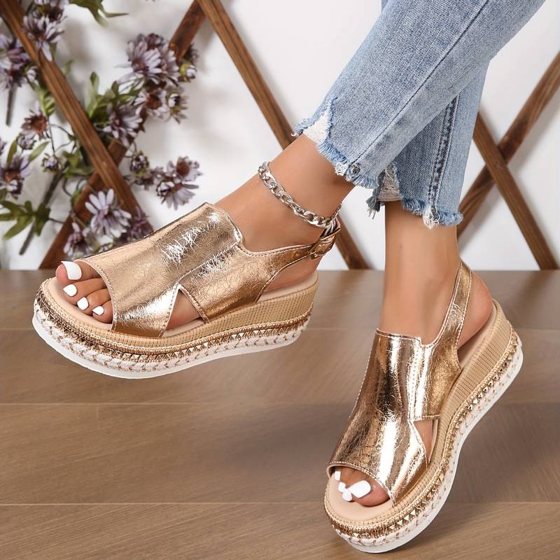 Sandaler for kvinner | Metallisk plattform slingback-design