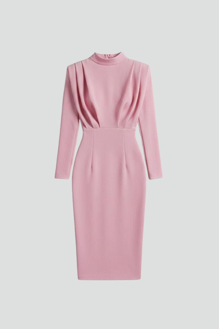 Kvinne Cocktail Midi Kjole | Lange Ermer