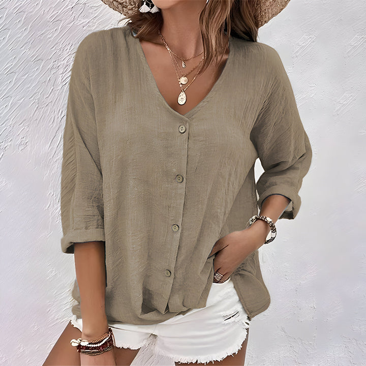 Damebluse | Avslappet Knapp-Up