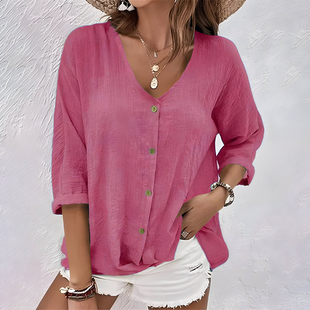 Damebluse | Avslappet Knapp-Up