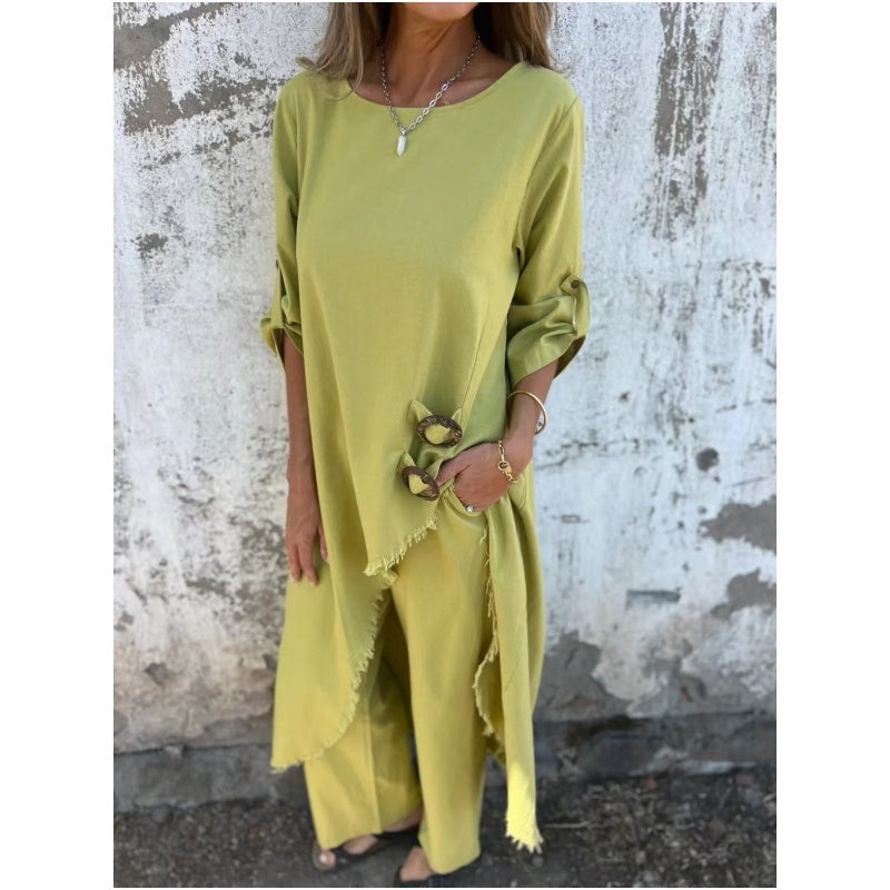 Dame Matchende Sett | Asymmetrisk Topp Vide Ben