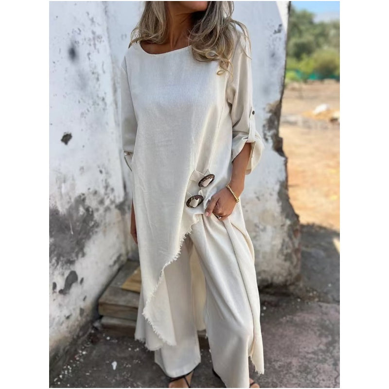 Dame Matchende Sett | Asymmetrisk Topp Vide Ben