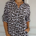 Damebluse | V-hals Leopardmønster