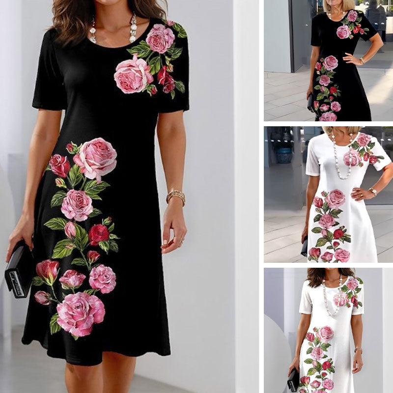 Kjole for kvinner | Blomster Rund Hals