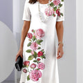 Kjole for kvinner | Blomster Rund Hals
