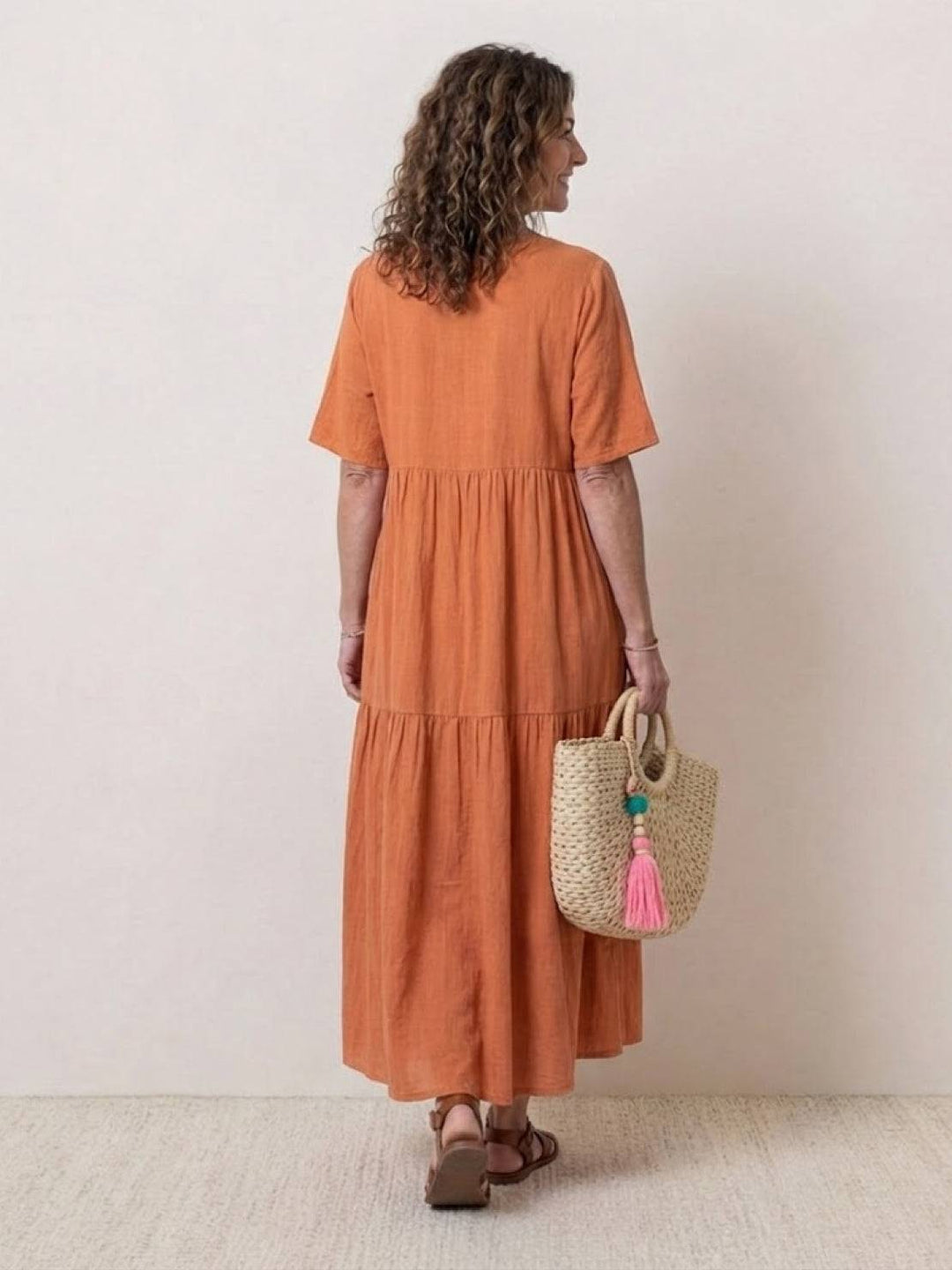 Kvinne Boho Maxi Kjole | V-hals Lagdelt