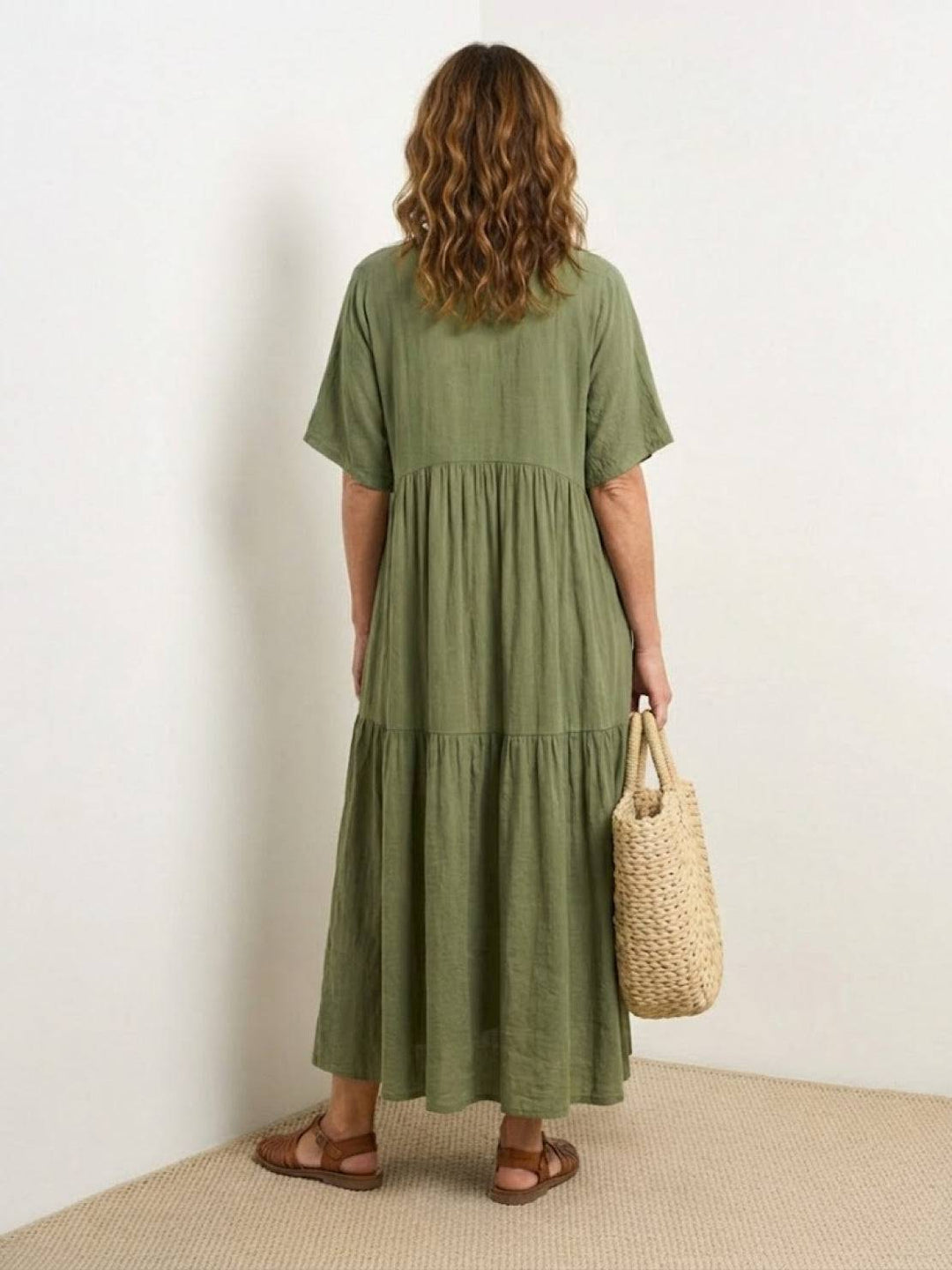 Kvinne Boho Maxi Kjole | V-hals Lagdelt