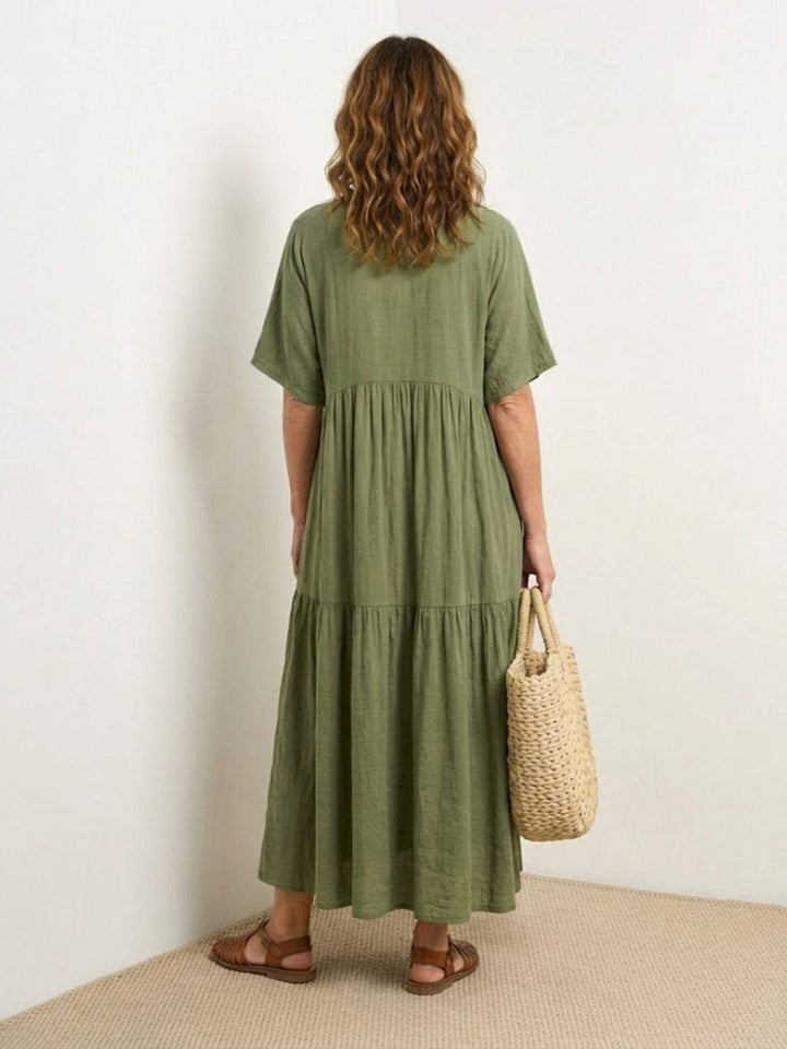 Kvinne Boho Maxi Kjole | V-hals Lagdelt