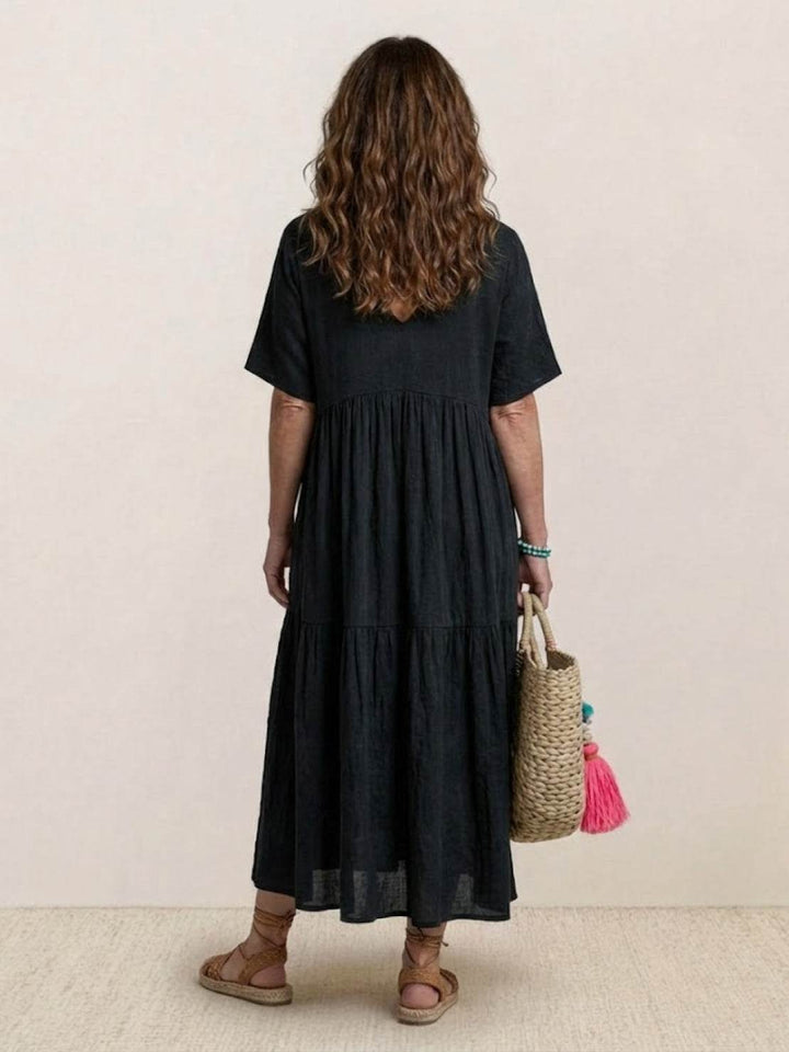 Kvinne Boho Maxi Kjole | V-hals Lagdelt