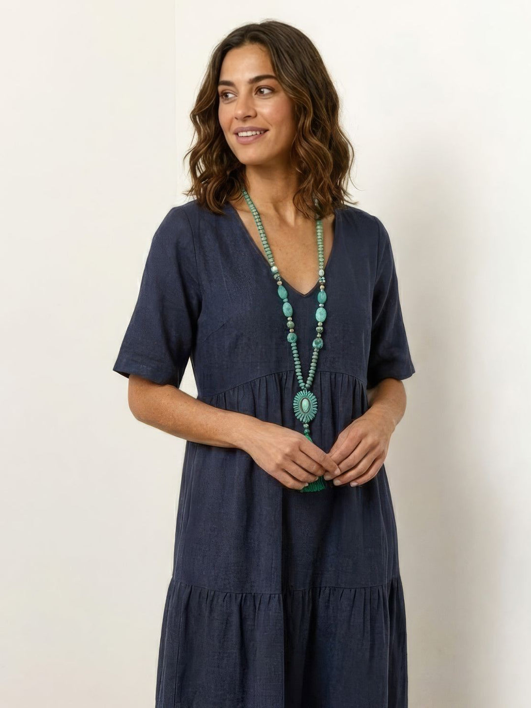 Kvinne Boho Maxi Kjole | V-hals Lagdelt