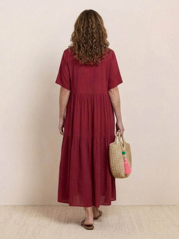 Kvinne Boho Maxi Kjole | V-hals Lagdelt