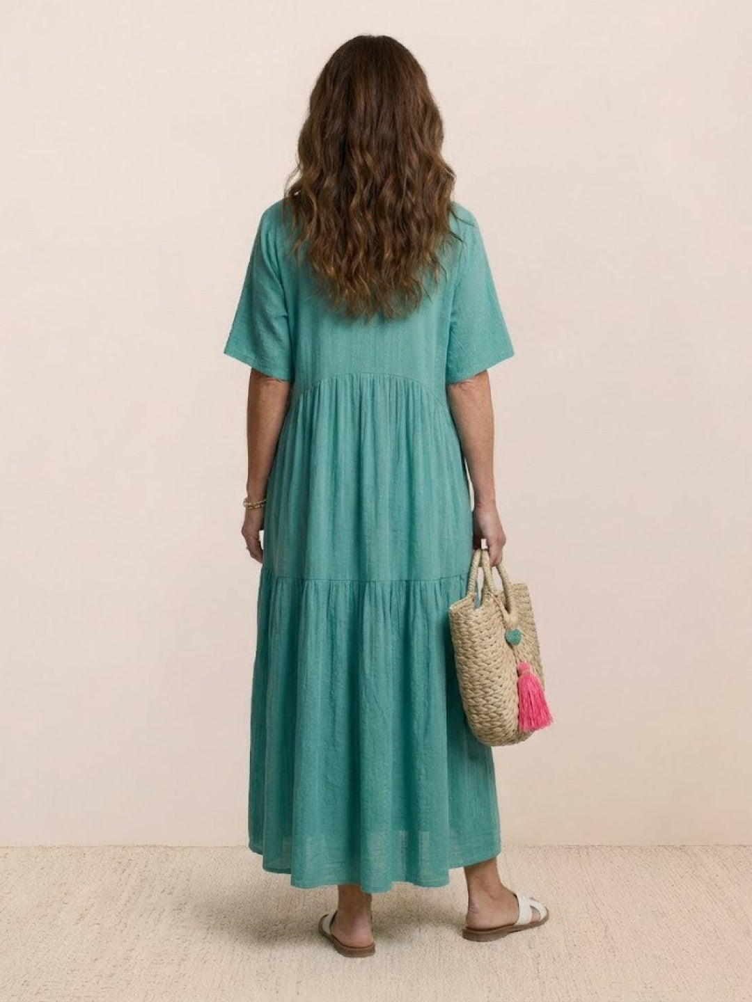 Kvinne Boho Maxi Kjole | V-hals Lagdelt