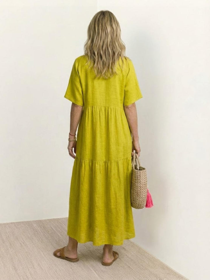 Kvinne Boho Maxi Kjole | V-hals Lagdelt