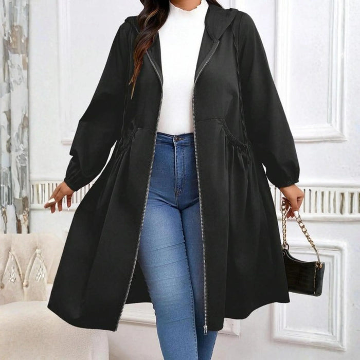 Dame Hette Zipkåpe Longline Fit til Hverdag