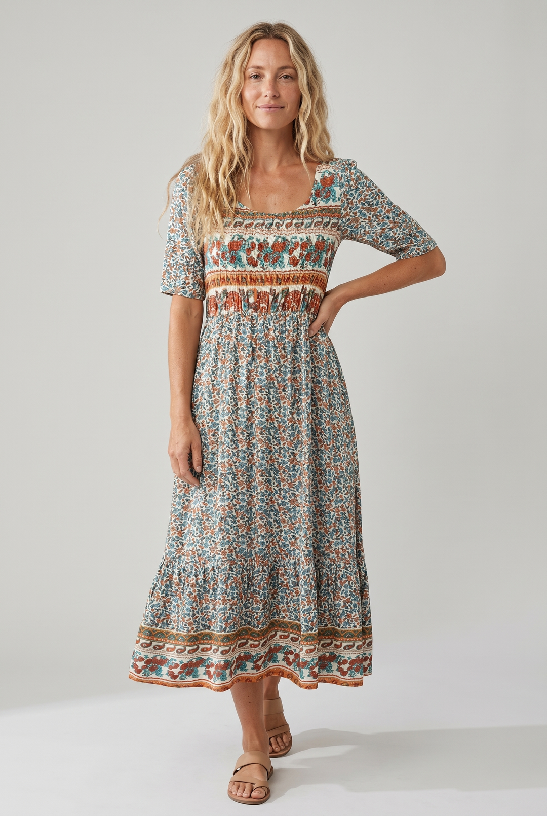 Kjole for kvinner | Boho Trykk Midi