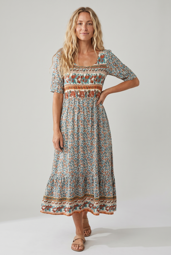 Kjole for kvinner | Boho Trykk Midi