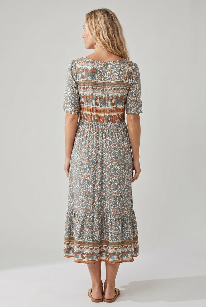 Kjole for kvinner | Boho Trykk Midi