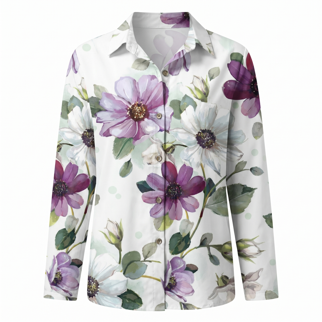 Damebluse | Abstrakt Trykk Split Hals