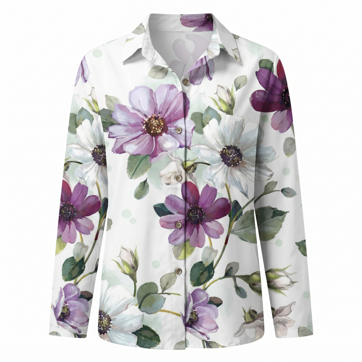 Damebluse | Abstrakt Trykk Split Hals
