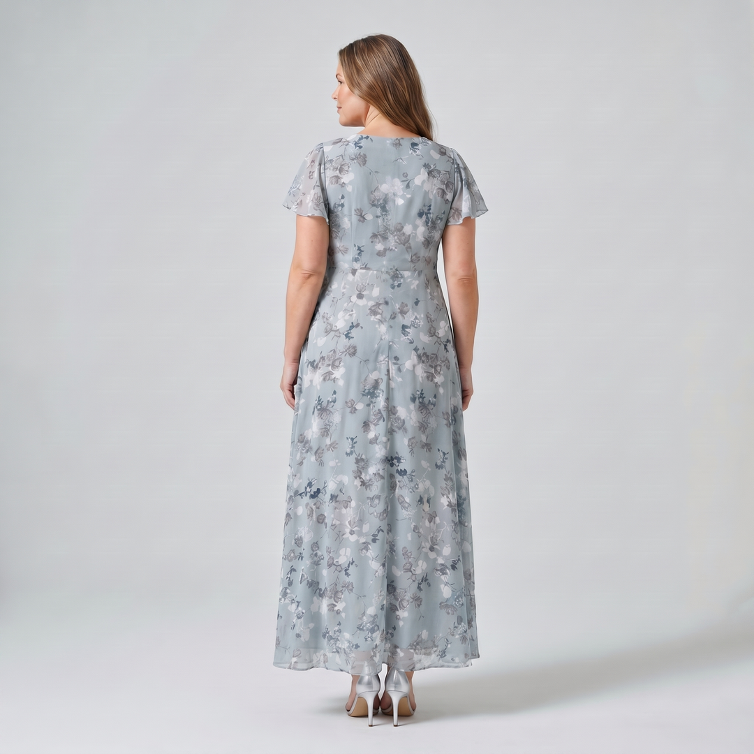Kvinnes Cocktail Maxi Kjole | V-Hals Flatter Sleeve