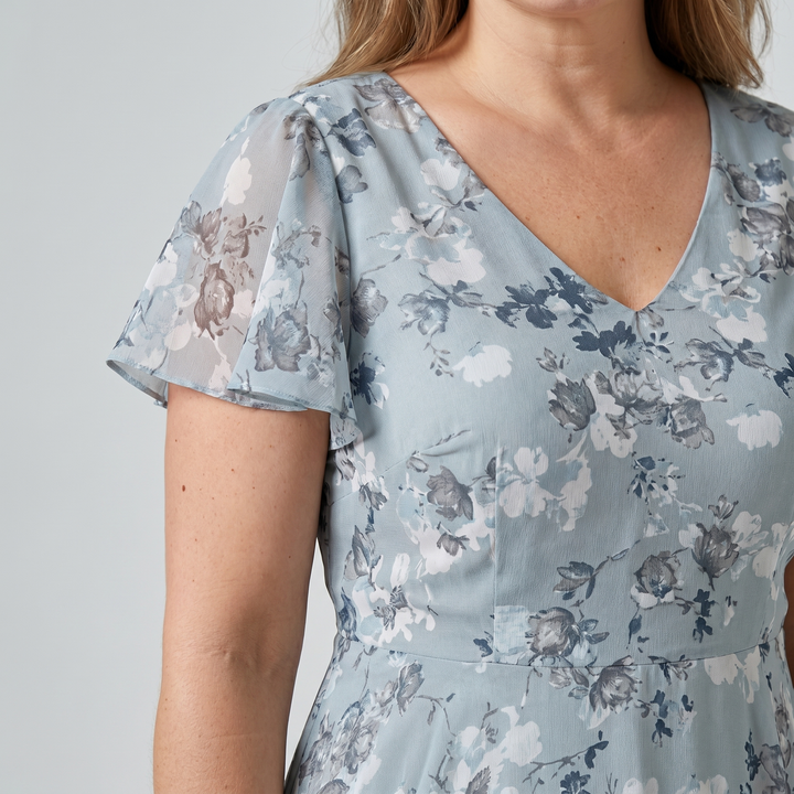 Kvinnes Cocktail Maxi Kjole | V-Hals Flatter Sleeve