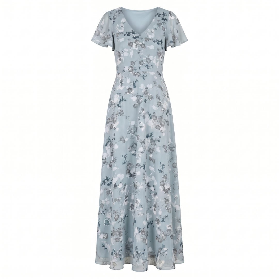 Kvinnes Cocktail Maxi Kjole | V-Hals Flatter Sleeve