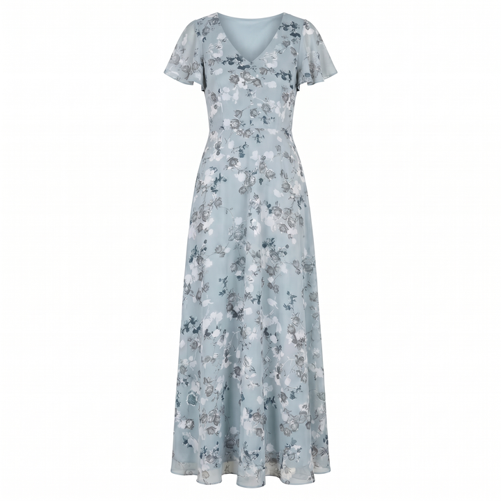 Kvinnes Cocktail Maxi Kjole | V-Hals Flatter Sleeve