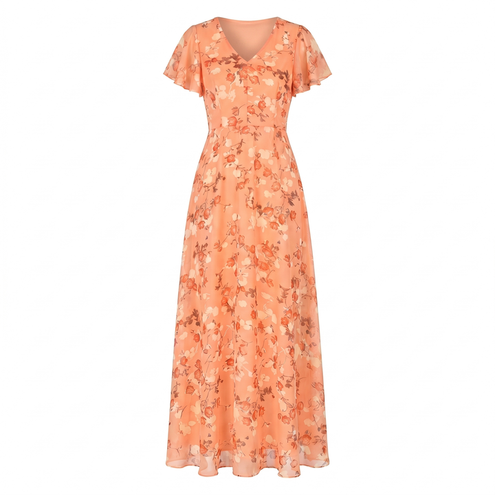 Kvinnes Cocktail Maxi Kjole | V-Hals Flatter Sleeve