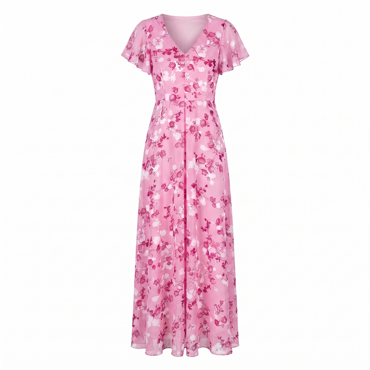 Kvinnes Cocktail Maxi Kjole | V-Hals Flatter Sleeve