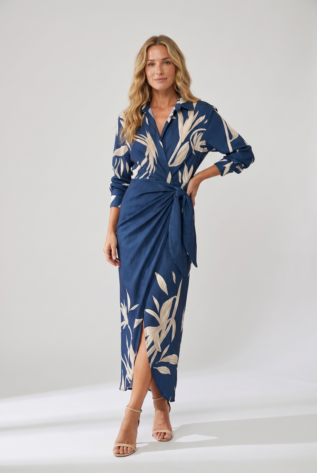 Kjole for kvinner | Bladtrykk Maxi Wrap V-hals